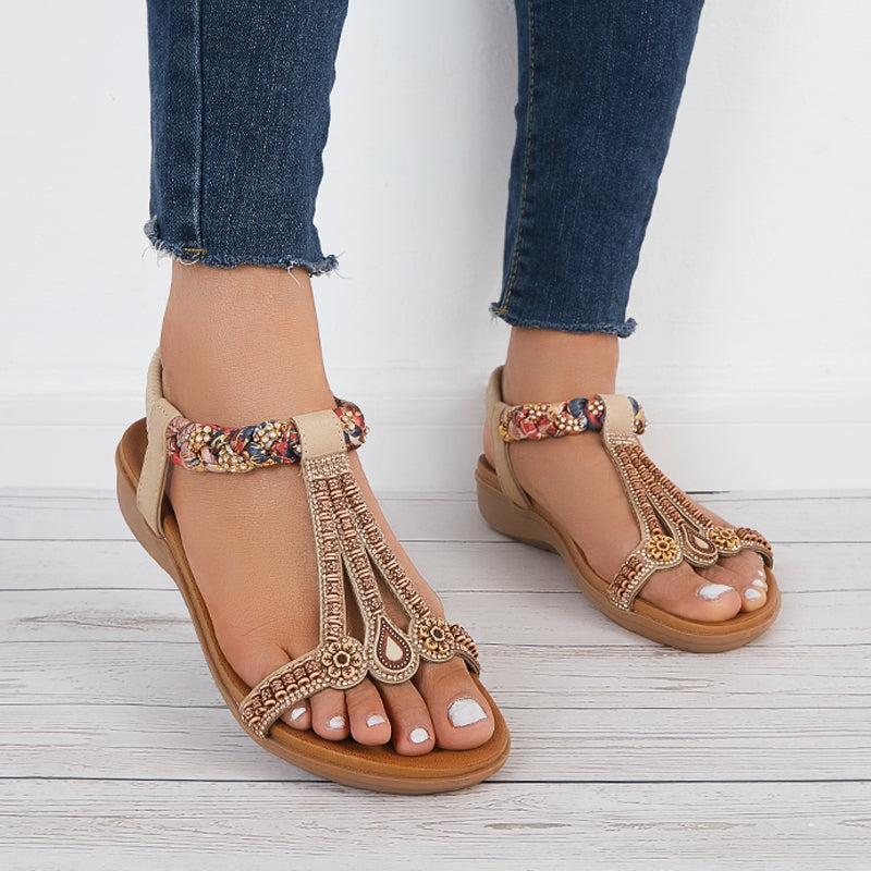 Sandalias Boho con Tobillo T-Strap