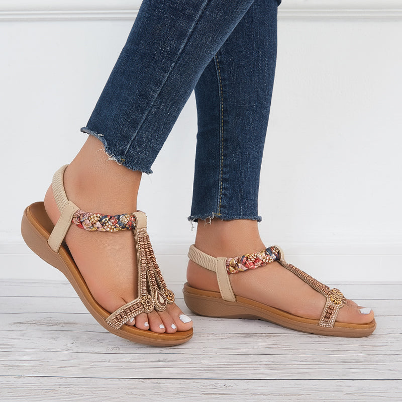 Sandalias Boho con Tobillo T-Strap