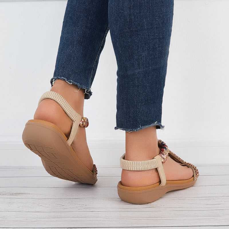 Sandalias Boho con Tobillo T-Strap