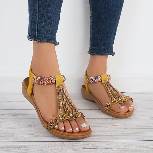 Sandalias Boho con Tobillo T-Strap