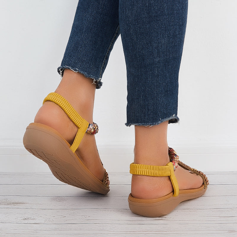 Sandalias Boho con Tobillo T-Strap