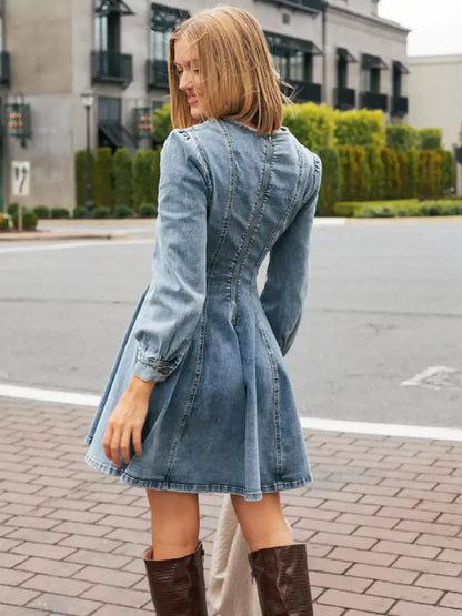 Denim Charm - Vestido de mangas largas