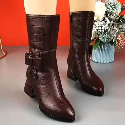 Botas de Piel Con Cremallera Lateral